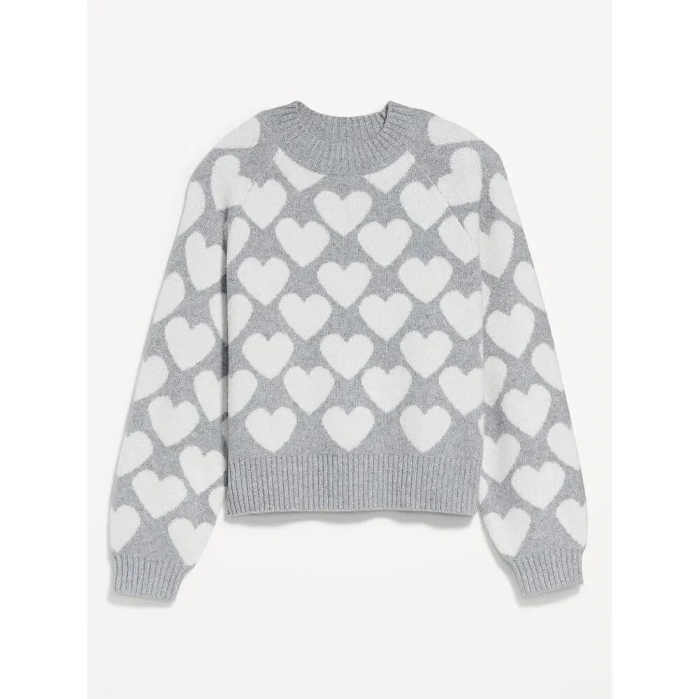 SoSoft Grey and White Heart Pattern Sweater