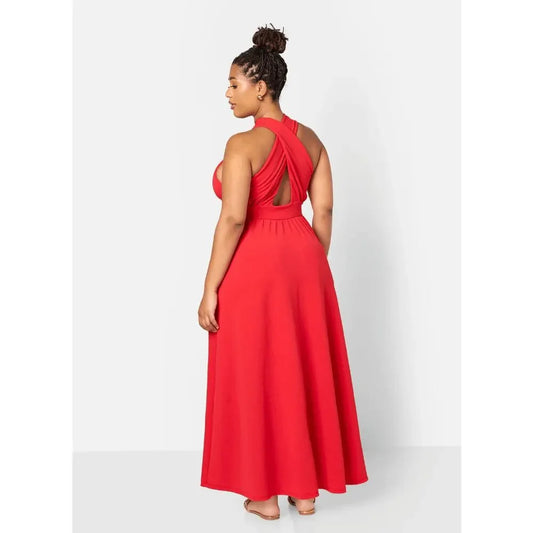 Keyhole Skater Maxi Dress with Pockets