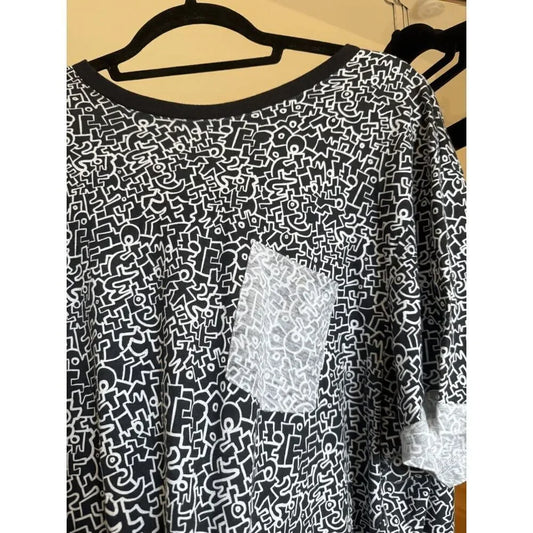 Black and White Printed Pocket Tee
