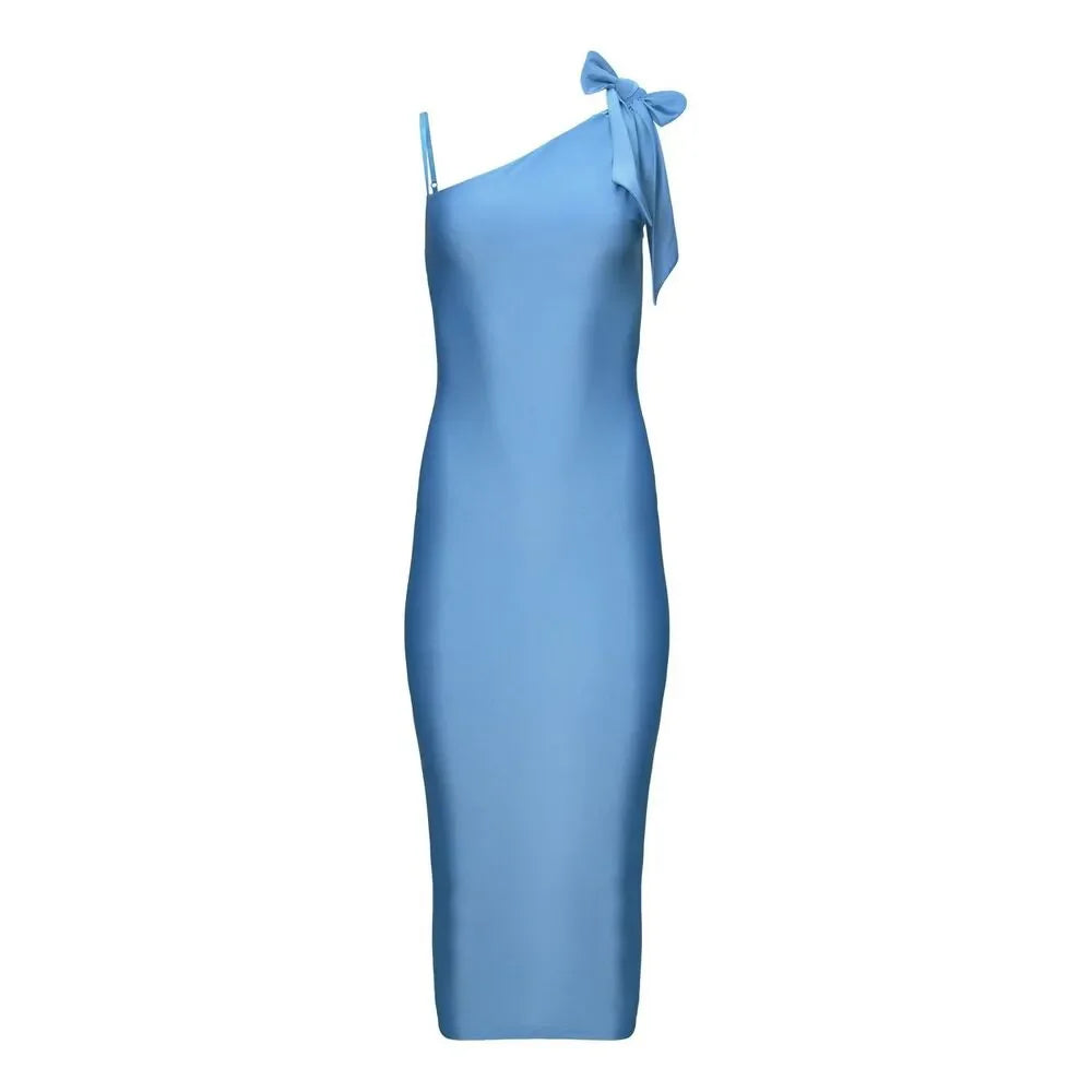One Shoulder Blue Bodycon Summer Dress