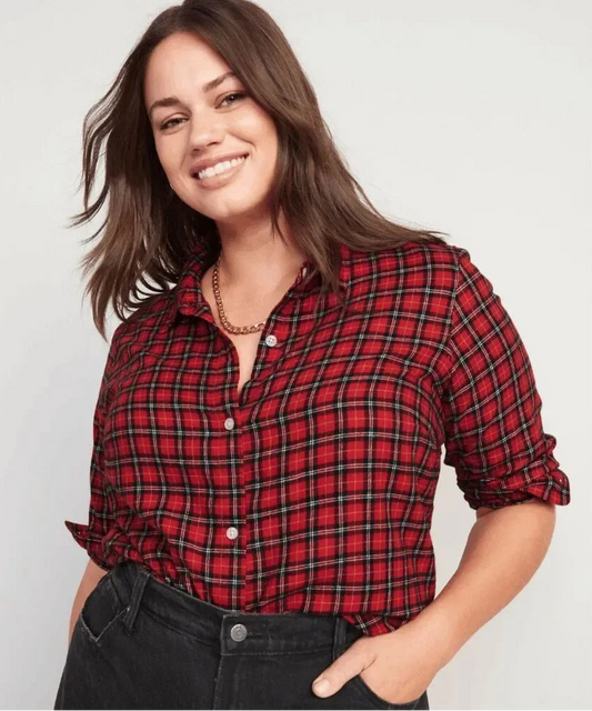 Plaid Flannel Button-down Shirt