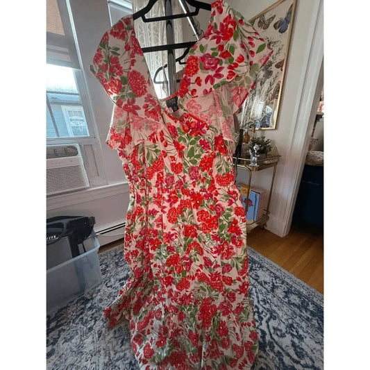 Smocked Poplin Maxi Dress