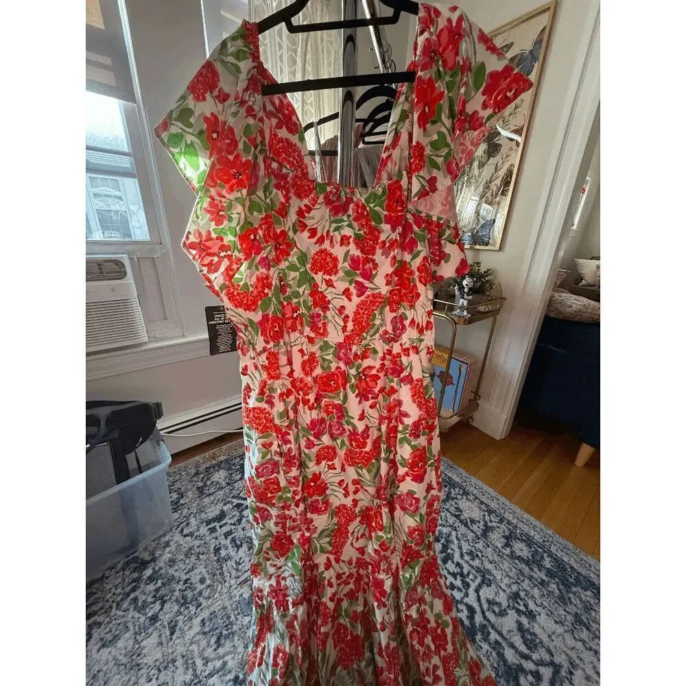 Smocked Poplin Maxi Dress