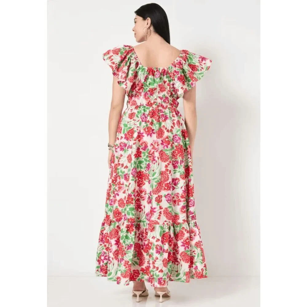 Smocked Poplin Maxi Dress
