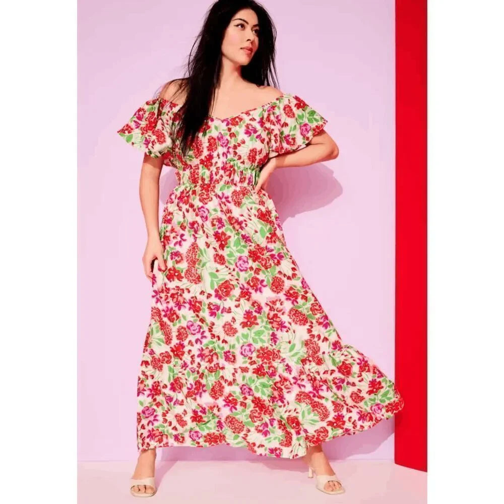 Smocked Poplin Maxi Dress